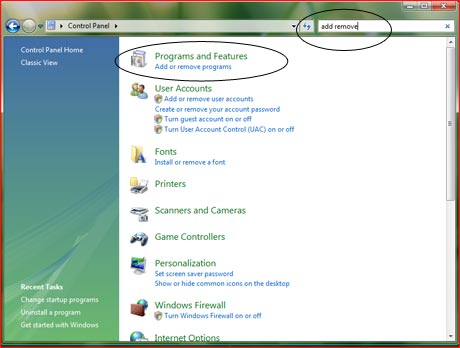Windows Vista Control Panel