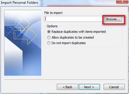 Import and Export Wizard