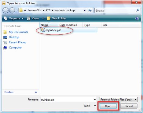 Open Personal Folders