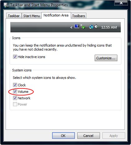 Taskbar Properties